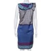 Emporio Armani Blue Printed Silk Draped Neck Detail Shift Dress M For Women -Emporio Armani sale luxury women emporio armani used clothes p415184 002