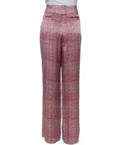 Emporio Armani Pink & Grey Printed Silk Palazzo Pants M For Women -Emporio Armani sale luxury women emporio armani used clothes p415491 007