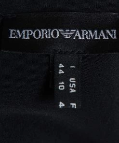 Emporio Armani Black Silk Embellished Neck Detail Shift Dress M For Women -Emporio Armani sale luxury women emporio armani used clothes p416268 006