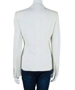 Emporio Armani Cream Fitted Blazer L For Women -Emporio Armani sale luxury women emporio armani used clothes p42290 003