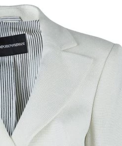 Emporio Armani Cream Fitted Blazer L For Women -Emporio Armani sale luxury women emporio armani used clothes p42290 004