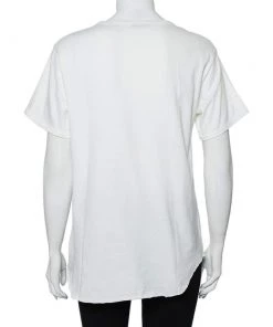 Emporio Armani White Cotton Logo Printed Crewneck T-Shirt L For Women -Emporio Armani sale luxury women emporio armani used clothes p424059 005