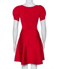 Emporio Armani Red Knit Puff Sleeve Mini Dress S For Women -Emporio Armani sale luxury women emporio armani used clothes p425609 001