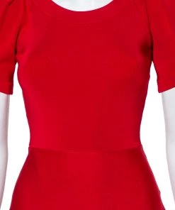 Emporio Armani Red Knit Puff Sleeve Mini Dress S For Women -Emporio Armani sale luxury women emporio armani used clothes p425609 004
