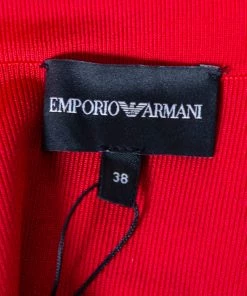 Emporio Armani Red Knit Puff Sleeve Mini Dress S For Women -Emporio Armani sale luxury women emporio armani used clothes p425609 007