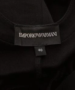 Emporio Armani Black Knit Contrast Trim Draped Detail Sleeveless Midi Dress S For Women -Emporio Armani sale luxury women emporio armani used clothes p427083 002