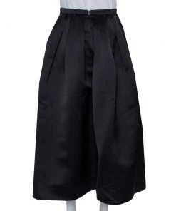 Emporio Armani Black Satin Pleated Midi Skirt S For Women -Emporio Armani sale luxury women emporio armani used clothes p429964 004