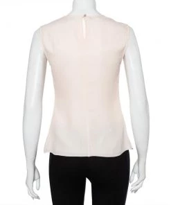 Emporio Armani Pink Textured Crepe Draped Sleeveless Top S For Women -Emporio Armani sale luxury women emporio armani used clothes p442222 003