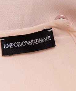 Emporio Armani Pink Textured Crepe Draped Sleeveless Top S For Women -Emporio Armani sale luxury women emporio armani used clothes p442222 005