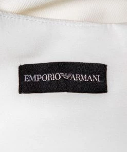 Emporio Armani White Stretch Knit Short Sleeve Sheath Dress S For Women -Emporio Armani sale luxury women emporio armani used clothes p442939 002