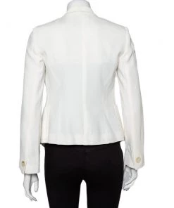 Emporio Armani White Crepe Button Front Blazer S For Women -Emporio Armani sale luxury women emporio armani used clothes p442949 006