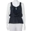 Emporio Armani Dark Green Silk Ruffle Detail Sleeveless Top M For Women -Emporio Armani sale luxury women emporio armani used clothes p450661 005