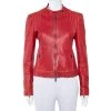 Emporio Armani Red Leather Zip Front Jacket M For Women -Emporio Armani sale luxury women emporio armani used clothes p457093 003
