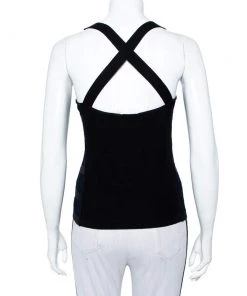 Emporio Armani Navy Blue & Black Knit Crossback Detail Tank Top S For Women -Emporio Armani sale luxury women emporio armani used clothes p457137 003