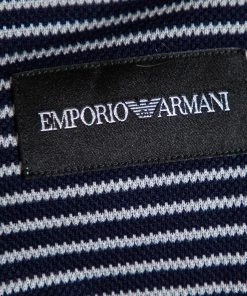 Emporio Armani Navy Blue Striped Cotton Knit Button Front Shirt S For Women -Emporio Armani sale luxury women emporio armani used clothes p457831 008