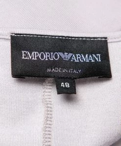 Emporio Armani Grey Knit Draped Detail Long Sleeve Top L For Women -Emporio Armani sale luxury women emporio armani used clothes p458462 002