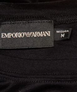 Emporio Armani Black Cotton Knit Roundneck Long Sleeve T-Shirt M For Women -Emporio Armani sale luxury women emporio armani used clothes p459138 002