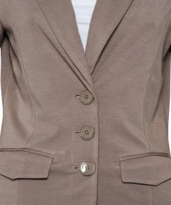 Emporio Armani Beige Modal Knit Button Front Lightweight Blazer M For Women -Emporio Armani sale luxury women emporio armani used clothes p459181 002