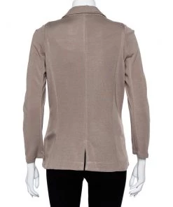 Emporio Armani Beige Modal Knit Button Front Lightweight Blazer M For Women -Emporio Armani sale luxury women emporio armani used clothes p459181 007