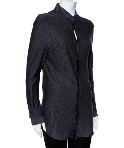 Emporio Armani Black Striped Knit Long Sleeve Shirt M For Women -Emporio Armani sale luxury women emporio armani used clothes p459853 001