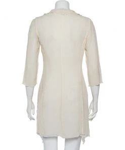 Emporio Armani Cream Silk Ruffle Detail Mini Dress M For Women -Emporio Armani sale luxury women emporio armani used clothes p460493 004