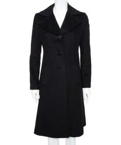 Emporio Armani Black Cashmere Button Front Coat S For Women