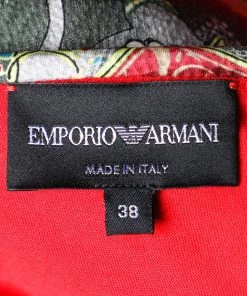 Emporio Armani Red Jersey Playful Elephant Print Silk Paneled Top S For Women -Emporio Armani sale luxury women emporio armani used clothes p468617 002