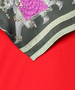 Emporio Armani Red Jersey Playful Elephant Print Silk Paneled Top S For Women -Emporio Armani sale luxury women emporio armani used clothes p468617 006