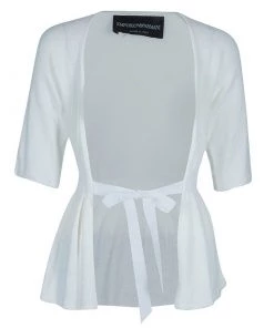 Emporio Armani White Knit Cardigan/Top M For Women