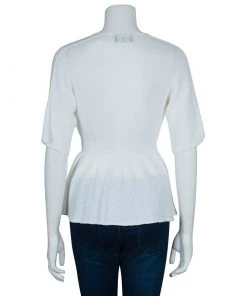 Emporio Armani White Knit Cardigan/Top M For Women -Emporio Armani sale luxury women emporio armani used clothes p48145 003