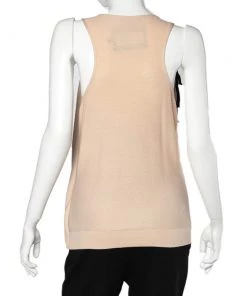 Emporio Armani Beige Knit Overlay & Bow Detail Tank Top L For Women -Emporio Armani sale luxury women emporio armani used clothes p482154 001