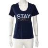 Emporio Armani Navy Blue Cotton Gold Foil Print T-shirt S For Women -Emporio Armani sale luxury women emporio armani used clothes p484086 001