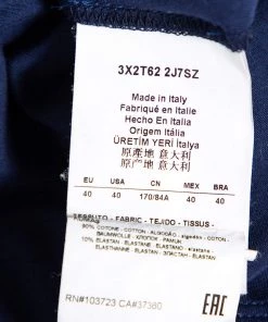 Emporio Armani Navy Blue Cotton Gold Foil Print T-shirt S For Women -Emporio Armani sale luxury women emporio armani used clothes p484086 005