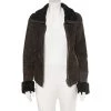 Emporio Armani Brown Fur Collar Detail Zip Front Jacket M For Women
