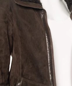 Emporio Armani Brown Fur Collar Detail Zip Front Jacket M For Women -Emporio Armani sale luxury women emporio armani used clothes p485906 004