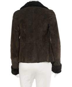 Emporio Armani Brown Fur Collar Detail Zip Front Jacket M For Women -Emporio Armani sale luxury women emporio armani used clothes p485906 006