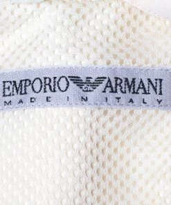 Emporio Armani Cream Double Breasted Belted Coat S For Women -Emporio Armani sale luxury women emporio armani used clothes p485983 005