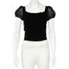 Emporio Armani Black Silk Smocked Sheer Top S For Women -Emporio Armani sale luxury women emporio armani used clothes p489211 002