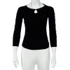 Emporio Armani Black Silk Knit Crystal Detail Long Sleeve Top M For Women -Emporio Armani sale luxury women emporio armani used clothes p489215 002