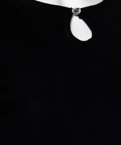 Emporio Armani Black Silk Knit Crystal Detail Long Sleeve Top M For Women -Emporio Armani sale luxury women emporio armani used clothes p489215 004