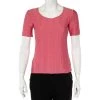 Emporio Armani Pink Zig Zag Textured Jersey Short Sleeve Top S For Women