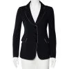 Emporio Armani Black Cotton Knit Button Front Jacket M For Women