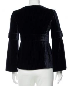 Emporio Armani Navy Blue Corduroy Double Breasted Jacket S For Women -Emporio Armani sale luxury women emporio armani used clothes p490241 001