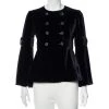 Emporio Armani Navy Blue Corduroy Double Breasted Jacket S For Women