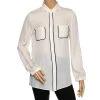 Emporio Armani Cream Silk Contrast Trim Detail Shirt M For Women -Emporio Armani sale luxury women emporio armani used clothes p498571 001