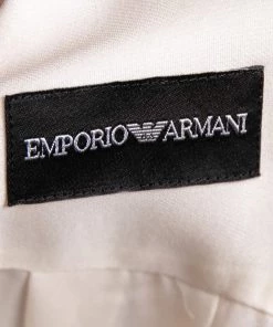 Emporio Armani Cream Silk Contrast Trim Detail Shirt M For Women -Emporio Armani sale luxury women emporio armani used clothes p498571 005