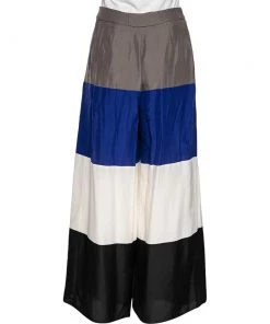 Emporio Armani Tricolored Cotton Pleated Detail Palazzo Pants S For Women -Emporio Armani sale luxury women emporio armani used clothes p498803 002