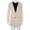 Emporio Armani Beige Striped Knit Belted Cardigan S For Women