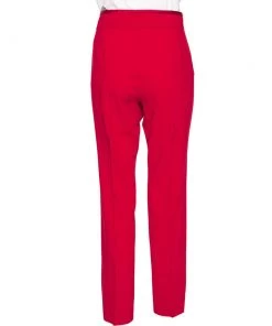 Emporio Armani Red Stretch Knit Contrast Waist Trim Detail Pants L For Women -Emporio Armani sale luxury women emporio armani used clothes p502070 002
