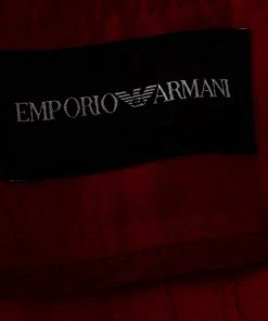 Emporio Armani Red Stretch Knit Contrast Waist Trim Detail Pants L For Women -Emporio Armani sale luxury women emporio armani used clothes p502070 003